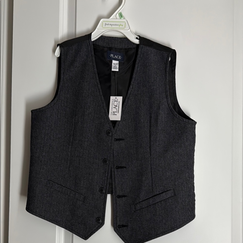 The Children’s Place Dark gray/Black Herringbone Vest.